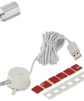 Bright Sewing Lamp With Flexible Chrome Arm, Bendable Desk Light, USB power adapter, 8 ft cord, mounting kit visible