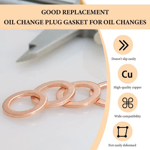 10 Pack 14mm Copper Oil Drain Plug Gaskets For Engine Seals And Oil Pan Crush Washers Replacement Kit High Temp High Pressure Leak Busting Automotive Sealing For Cars And Light Trucks