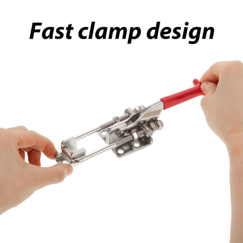 Person using Heavy Duty Adjustable Toggle Clamp Latch for Cabinets and Suitcases, Rugged Metal Build With Super Strong Grip