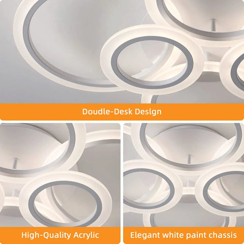 30.5 Inch Acrylic LED Ring Ceiling Light Fixture Dimmable Flush Mount Chandelier for Bedroom Kitchen Living Room