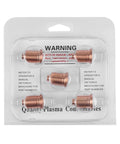 Durable 85 Amp Plasma Cutter Nozzle Tips And Consumables For Max85 Torch with five copper tips in clear packaging.