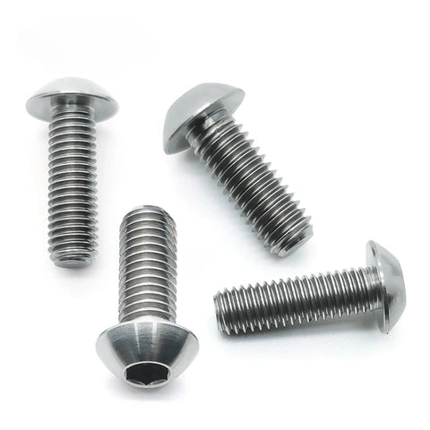 Front view: 4 pcs titanium alloy button-head hex socket screws, metric M2–M4, TC4 GR5