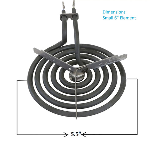 Replacement Range Top Surface Burner Kit For GE And Hotpoint, 6-inch WB30M1 heating element, 5.5-inch diameter, top view.