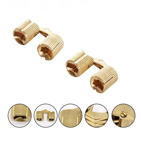 Concealed Barrel Hinges Copper 8mm to 18mm for Cabinets and Furniture, showing cylindrical copper design and smooth hardware detail