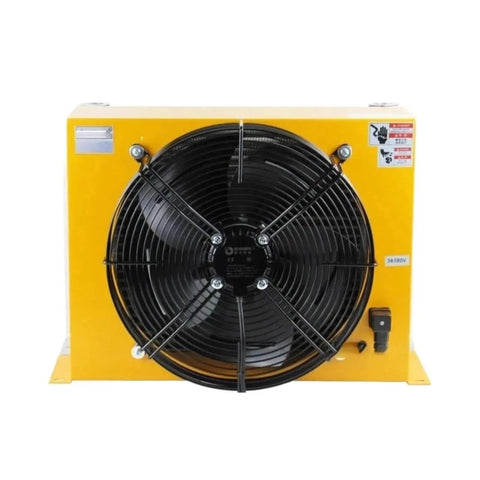 Front view of Beefy Industrial Air Cooling Unit With Hydraulic Oil Cooler Radiator AH1417T DC24V For Heavy Duty Equipment