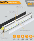 Battery Operated LED Motion Sensor Lights Stick On Under Cabinet Lighting With 10 LEDs Magnetic Wireless Night Lights For Closet Counter Stairway Hallway And More Pack Of 4 with aluminum case and magnetic strip shown.