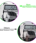 Comparison of blade thickness for Replacement 32oz Blender Cups And Blade Kit For 600W And 900W High Speed Blenders, showing 1.5mm versus 1.1mm