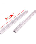 European 2040 Aluminum Extrusion T Slot Profile 800 mm Linear Rail Kit showing two silver anodized rails, 31.50 inches long.