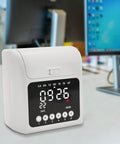 Heavy Duty Time Clock Punch Machine Bundle Includes Fifty Cards For Small Business And Office Password Unlocked Attendance Tracker on desk