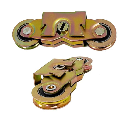 Two Pack 1-1/4 Inch Heavy Duty Gliding Patio Door Tandem Rollers Replacement Wheels For Sliding Doors With Universal Fit For Similar 1-1/4 Inch Tracks Durable Steel Construction And Easy Install With Four Locking Tabs No Top Holes