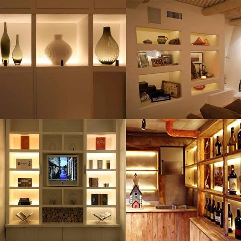 Lit Led Linkable 12 Inch Light Strips Kit With Switch For Warm 3000K Cabinets illuminating shelves and display cases