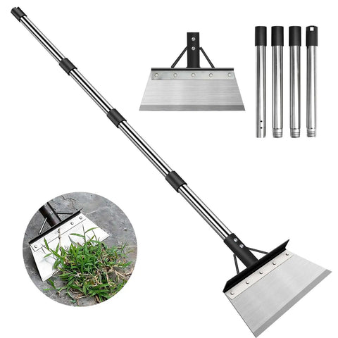 Heavy Duty Beefy Garden Cleaning Shovel With 59 Inch Adjustable Handle Carbon Steel Flat Shovel shown with removable parts.