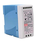 DIN Rail Power Supply 60 Watt 24 Volt 2.5 Amp Switching Regulator in compact design for industrial PLC panels.