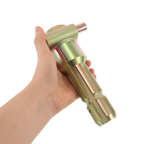 Heavy Duty PTO Shaft Extender Adapter With 1 3/8 Inch 6 Spline Design held in hand, showcasing durable build for tractor hookup.