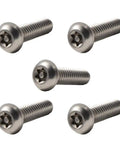 Built Tough Torx Security Machine Screws 10-24 X 3/4 Inch Stainless Steel Tamper Proof Button Head Fasteners For Wall Plates Panels And Fixture Covers Straight Up Secure Heavy Duty Workhorse 25 Pack in silver shown from multiple angles.