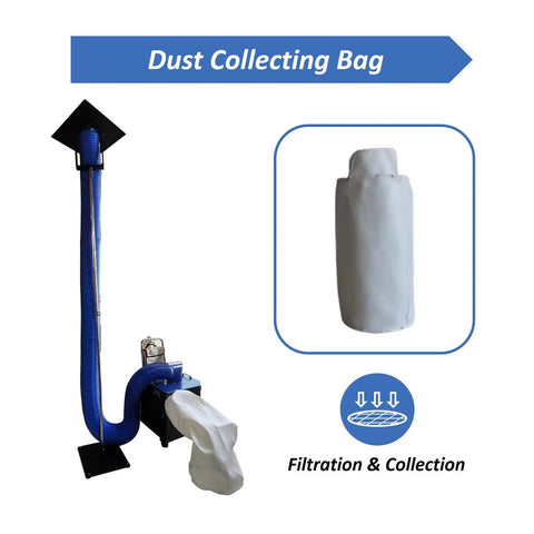 Dust collecting bag attached to Straight-Up Heavy-Duty Air Duct Dust Collector, 2200W Commercial HVAC Vacuum.