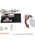 Stirling Engine Model With Colorful LED Light, Cool Hands On Educational DIY Power Generator Toy That Converts Heat Into Electricity on black base