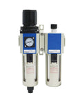 All In One FRL Air Filter Regulator Lubricator Combo With Built In Gauge 40 Micron Filtration Semi Auto Drain Manual Option