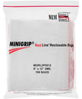 Red Line 8x12 Inch 2 Mil Zipper Reclosable Bags Pack Of 100 Clear Poly Storage Bags For Food Snacks Photos Documents Crafts And Organization Safe LDPE Durable, front view