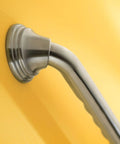 Heavy Duty 16 Inch Bathroom Grab Bar With Curled Grip In Brushed Nickel Finish on yellow wall for safe bathroom access