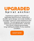 Text graphic detailing features of 15 Inch Screw In Ground Anchors Pack Of 4 Go-To Heavy Duty Orange Stakes With Drill Bit And Glow Carabiners High Visibility Earth Anchors For Canopies Tents Carports Swing Sets And Outdoor Gear