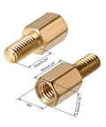 Top Shelf M3 Brass Hex Standoff Spacer Screws And Circuit Board Pillar Hardware With Female Male Threads showing 6mm and M3 dimensions.