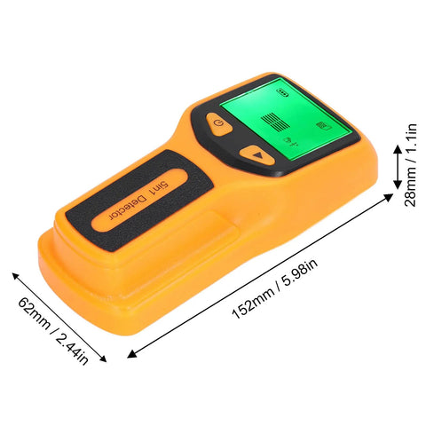 GOTOTOP Stud Finder Wall Scanner 5 in 1 Hd LCD Display Sensor (Yellow) showing compact design with a bright green display.