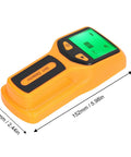 Stud Finder Wall Scanner, 5 in 1 Stud Finder Tool with LCD Display (Yellow) with green screen and measurement details.
