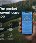 SmartSolar MPPT Solar Charge Controller With Bluetooth For Off Grid Power app display on smartphone in outdoor setting
