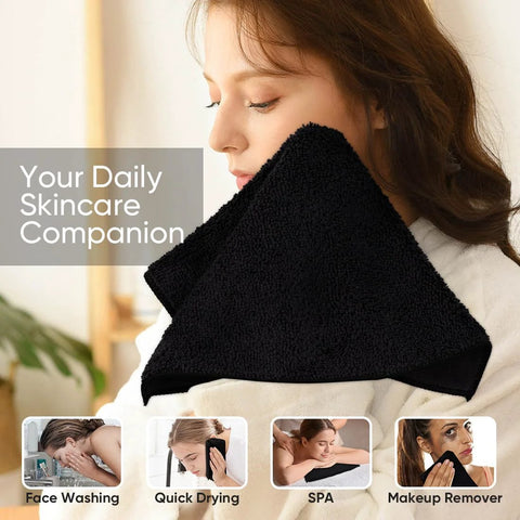 HOMEXCEL black microfiber washcloths, 24-pack, 12x12 in facial towels.