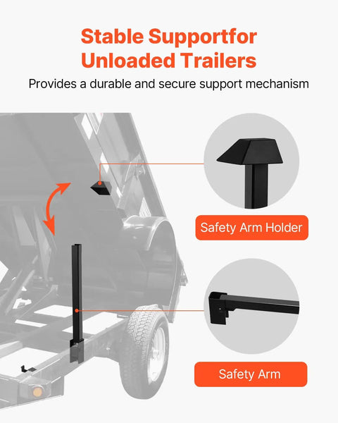 Heavy Duty Hydraulic Dump Lift Kit for Trailers and Trucks, 22,000 Lb Capacity safety arm and holder details