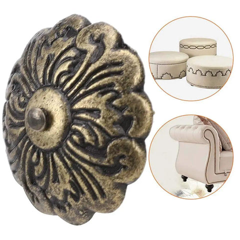 30 Piece Retro Zinc Alloy Upholstery Tacks And Furniture Nails 22mm Round Heads With 10mm Shank For Sofa Chair Bed DIY Makeovers To Snag Quick Fixes And Level Up Your Home Digs Today. Decorative floral-designed tack.