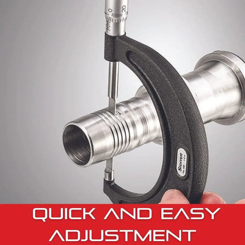 Outside Micrometer With One Piece Spindle Satin Chrome Finish And Tapered Frame Quick And Easy Adjustment 0 To 1 Inch Range.0001 Inch Graduation