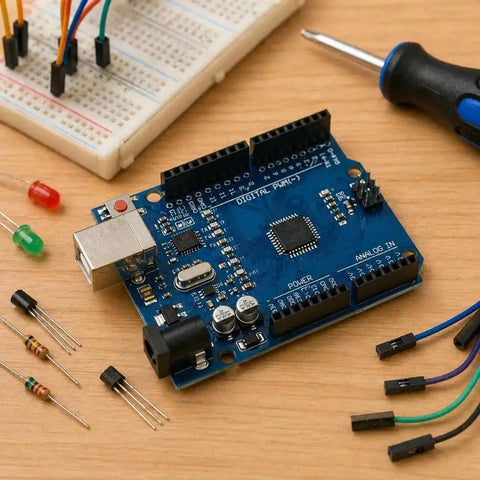 All In One Electronics Kit With UNO R3 Compatible Board Power Supply Module 480 Pcs Of Components 830 Tie Point Breadboard