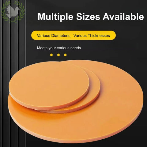 Multiple sizes of orange Bakelite discs displayed, matching Orange Bakelite Disc 60x10mm Phenolic Resin Plate For Machining And Fabrication.