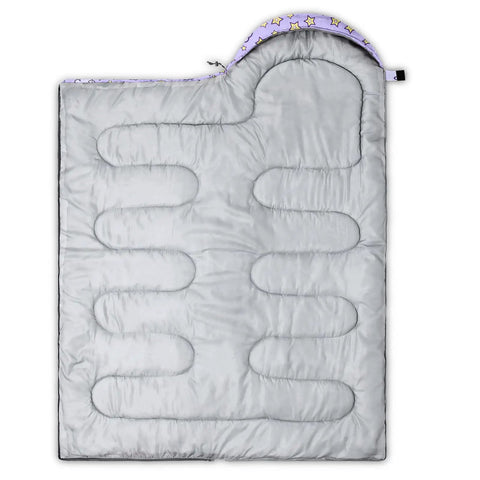 Unicorn themed kids sleeping bag for girls and boys lightweight warm cold weather outdoor sack with waterproof shell top view