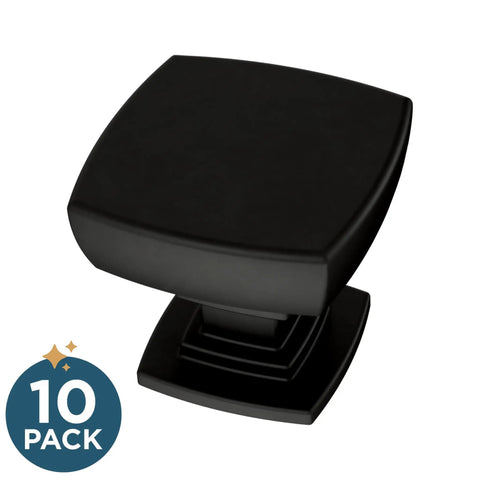 Square Matte Black Cabinet Knobs 10 Pack for Dresser Drawers Kitchen Cabinets Doors Vanity Furniture and Closet Easy Install Durable Metal Hardware Perfect for Upgrading Cabinets with Casual Modern Look
