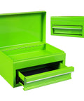 10 Inch Mini Portable Steel Tool Box With Drawer In Green For Garage Or Workbench Lightweight Metal Tool Chest Rust Proof Steel With Green Powder Coat