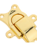 Durable Vintage Style Zinc Alloy Duckbill Toggle Latches 2 Pack close-up view of shiny gold latch for DIY projects.