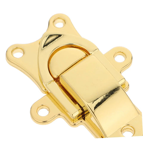Durable Vintage Style Zinc Alloy Duckbill Toggle Latches 2 Pack close-up view of shiny gold latch for DIY projects.