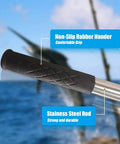 Close-up of the Telescopic Fish Gaff With 5 Tooth Harpoon Replaceable Stainless Steel Fork 5Ft Extendable Rod handle and rod.
