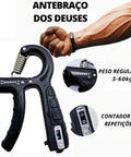 Adjustable Hand Gripper With 11 To 132 Lb Tension For Beef Up Forearm Strength with digital counter and non-slip grip in black.