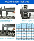 Measurement guide for Ten Pack 60 Roller Chain Connecting Links Master Connector Link For 12A Chain Three Quarter Inch Pitch Carbon Steel