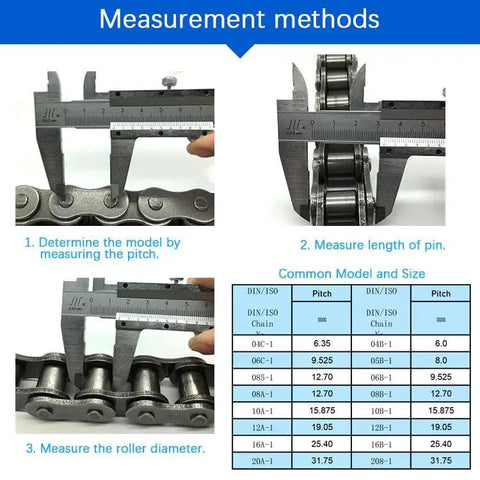 Measurement guide for Ten Pack 60 Roller Chain Connecting Links Master Connector Link For 12A Chain Three Quarter Inch Pitch Carbon Steel