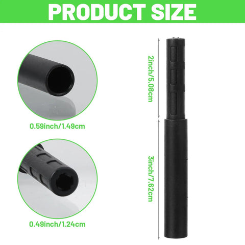 4 Piece Golf Shaft Extension Kit Black No Fuss Easy Fit dimensions and close-up view of polypropylene extension