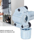 Close-up of Miskall BVP-31 refrigerator piercing valve kit; silver metal needle valve with included wrench.