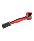 Red plastic brush from Bike And Motorcycle Chain Cleaning Brush Set, 2 Pack, 10 Inch Plastic Brushes in red and blue for tackling tough grime