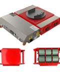 Heavy Duty 120 Ton Electric Machine Dolly Skate Kit With Auxiliary Wheels For Industrial Equipment Transport featuring 360 Rotating Remote Control Mover and thickened steel build, showing the unit and skates.