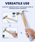 Person wrapping hammer handle with 1/8 Inch By 100 Feet Bungee Cord Elastic Shock Cord For Kayak, DIY Projects, Tie Downs, And Crafts.