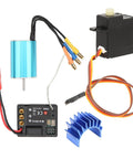 Smooth Operator Brushless Motor Esc Servo Combo With Upgraded Cooling System For Radio Control Cars, includes motor, ESC, and cooling fins.